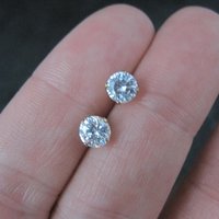Vintage 4mm Cz Stud Earrings 14K Gold Filled New Old Stock
