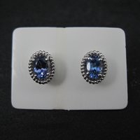 Sterling Silver Tanzanite Stud Earrings Estate Jewelry
