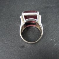 Large Synthetic Ruby Ring Sterling Silver Size 8.5