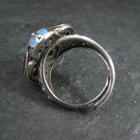 Vintage Yellow Jade Enamel Ring 900 Silver Adjustable