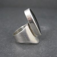 Vintage Sterling Silver Onyx Ring Size 5 Modernist