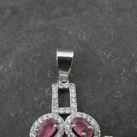Estate Sterling Pink Cubic Zirconia Pendant