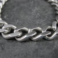 Silver Tone Figaro Bracelet Vintage Monet 7.5 Inches