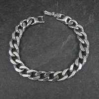 Silver Tone Figaro Bracelet Vintage Monet 7.5 Inches