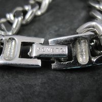 Silver Tone Figaro Bracelet Vintage Monet 7.5 Inches