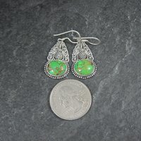 Green Mohave Turquoise Earrings Sterling Silver
