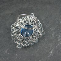 Huge Sterling Silver Blue Cz Cocktail Ring Size 6
