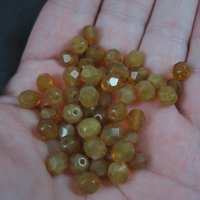 6mm Fire Polished Indian Yellow Opal Beads 52 Beads New Old Stock