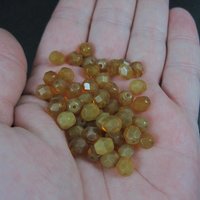 6mm Fire Polished Indian Yellow Opal Beads 52 Beads New Old Stock