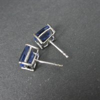 Estate Blue Spinel Stud Earrings Sterling Silver