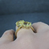 Vermeil Sterling Yellow Tourmaline Ring Size 6