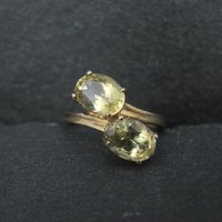 Vermeil Sterling Yellow Tourmaline Ring Size 6