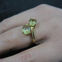 Vermeil Sterling Yellow Tourmaline Ring Size 6