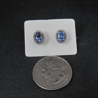Sterling Silver Tanzanite Stud Earrings Estate Jewelry