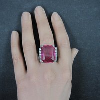 Large Synthetic Ruby Ring Sterling Silver Size 8.5