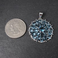 Estate Sterling Silver Blue Cubic Zirconia Stone Pendant