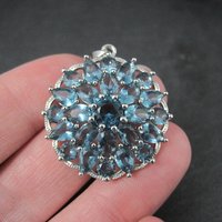 Estate Sterling Silver Blue Cubic Zirconia Stone Pendant