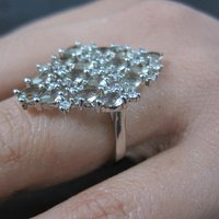 Estate Sterling Silver Smoky Cz Cocktail Ring Size 6