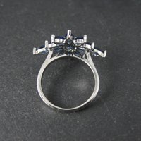 Estate Sterling Silver Sapphire Blue Cz Ring Size 7.5 Unique Cocktail