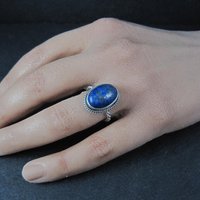 Simple Sterling Silver Lapis Lazuli Ring Size 6