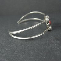 Dainty Southwestern Sterling Silver Coral Sweater Cuff Bracelet 6 Inches