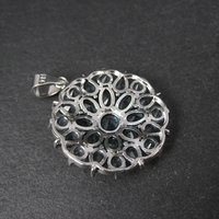 Estate Sterling Silver Blue Cubic Zirconia Stone Pendant