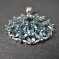 Estate Sterling Silver Blue Cubic Zirconia Stone Pendant