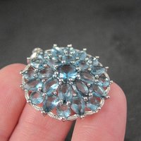 Estate Sterling Silver Blue Cubic Zirconia Stone Pendant