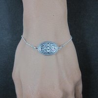 Estate Sterling Silver Filigree Medallion Bracelet