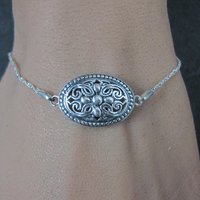 Estate Sterling Silver Filigree Medallion Bracelet