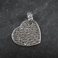 Vintage Sterling Marcasite Heart Pendant