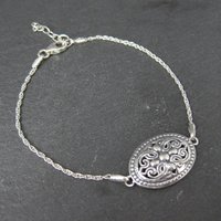 Estate Sterling Silver Filigree Medallion Bracelet