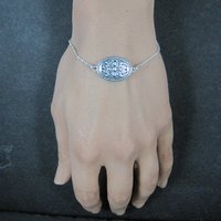 Estate Sterling Silver Filigree Medallion Bracelet