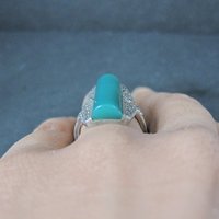 Vintage Sterling Silver Chrysoprase and Marcasite Ring Size 6