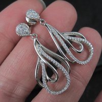 Sterling Silver Cubic Zirconia Earrings New Old Stock