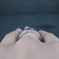 Pink Sapphire Solitaire Ring Sterling Silver Size 8 Estate Jewelry