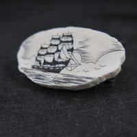 Vintage Carved Ship Brooch