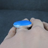 Sterling Silver Blue Chalcedony Ring Size 6