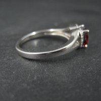 Sterling Silver Garnet Heart Ring Size 8