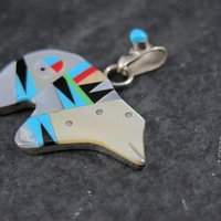 Southwestern Sterling Inlaid Bear Pendant