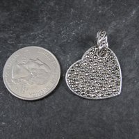 Vintage Sterling Marcasite Heart Pendant