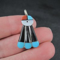 Southwestern Sterling Inlaid Sunface Pendant Sterling Silver