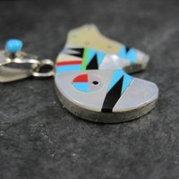 Southwestern Sterling Inlaid Bear Pendant