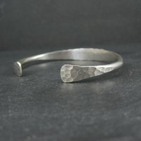 Vintage Hammered Sterling Silver Cuff Bracelet 6.75 Inches