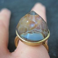 Bronze Art Glass Ring Size 7 One of a Kind