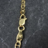 Italian Vermeil Sterling Flat Mariner Chain Necklace 4mm 20 Inches