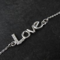 Sterling Silver Love Bracelet Dainty 7-8 Inches Estate Jewelry