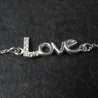 Sterling Silver Love Bracelet Dainty 7-8 Inches Estate Jewelry