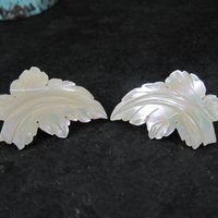 Vintage Mother of Pearl Leaf Earrings Screw Back