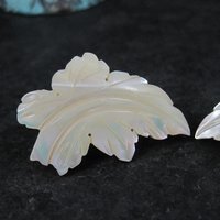 Vintage Mother of Pearl Leaf Earrings Screw Back
